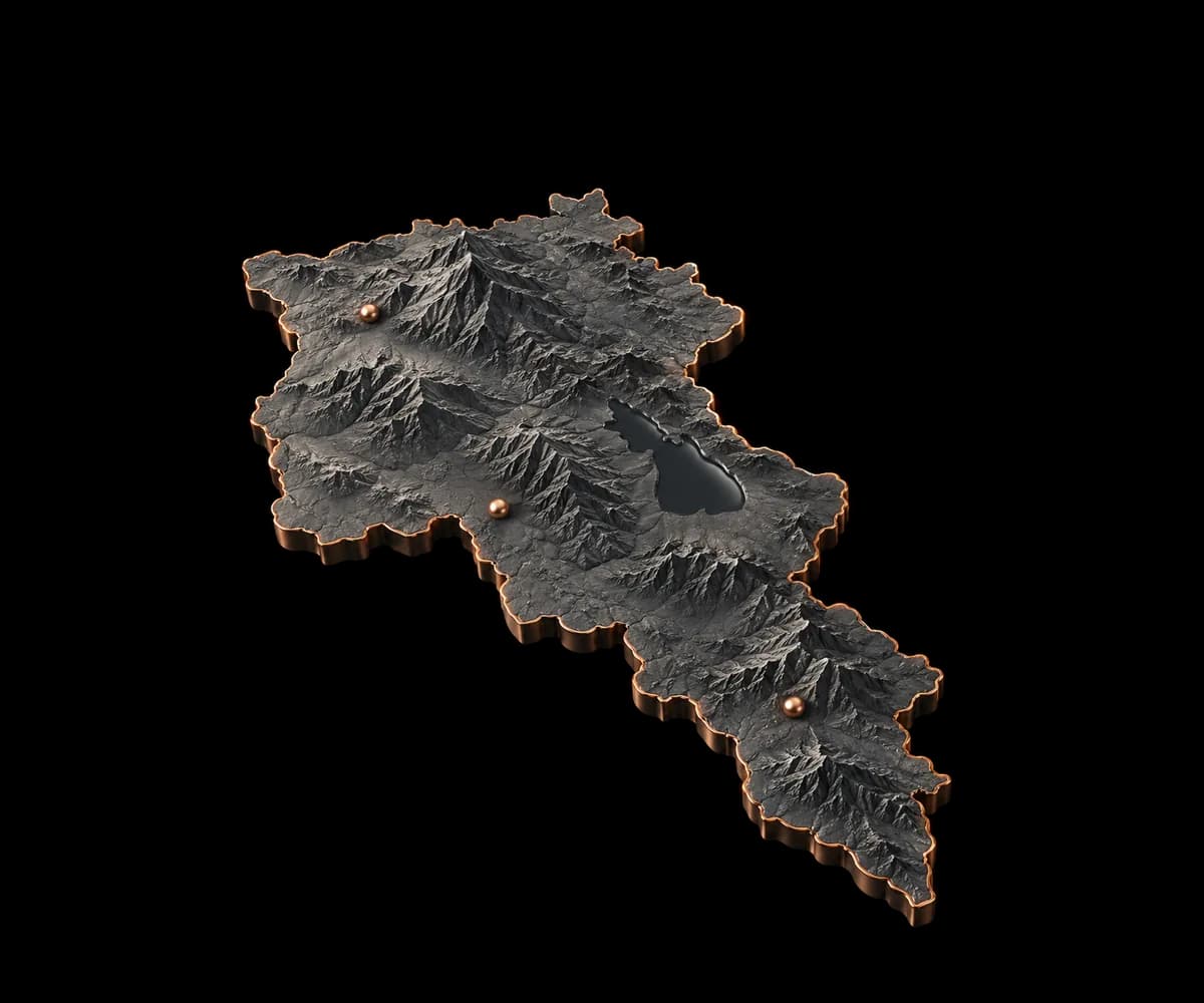 El relieve de Armenia con puestos de trabajo regionales conectados